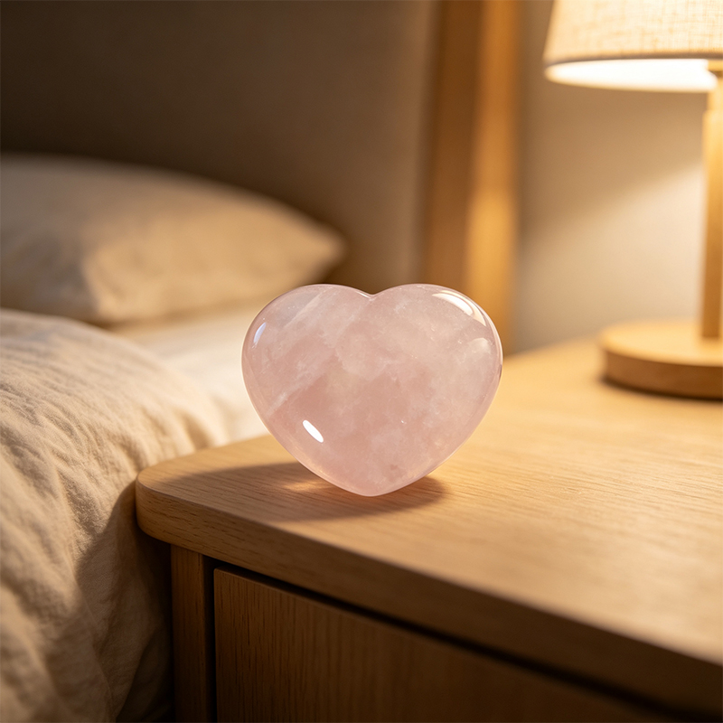 4‑Pack Natural Rose Quartz Heart‑Shaped Tumbled Stones, Polished Pink Crystal Heart Figurine Set, Mini Gemstone Palm Stone Decor Ornament, Collectible Gift for Crystal Lovers