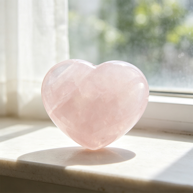4‑Pack Natural Rose Quartz Heart‑Shaped Tumbled Stones, Polished Pink Crystal Heart Figurine Set, Mini Gemstone Palm Stone Decor Ornament, Collectible Gift for Crystal Lovers