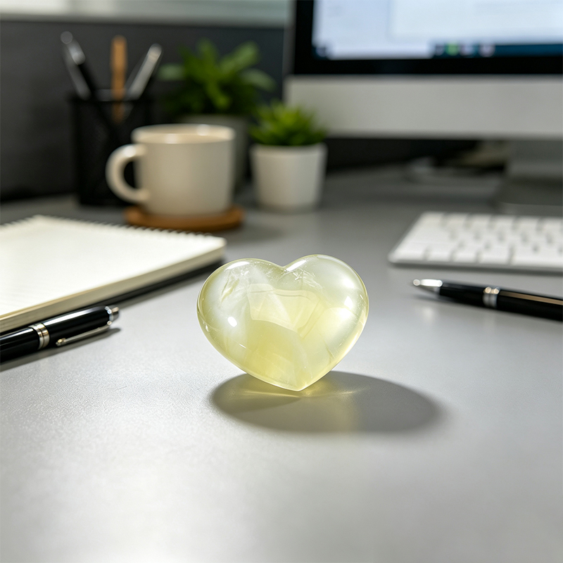 4‑Pack Natural Citrine Heart‑Shaped Tumbled Stones, Polished Yellow Crystal Heart Figurine Set, Mini Gemstone Palm Stone Decor Ornament, Collectible Gift for Crystal Lovers
