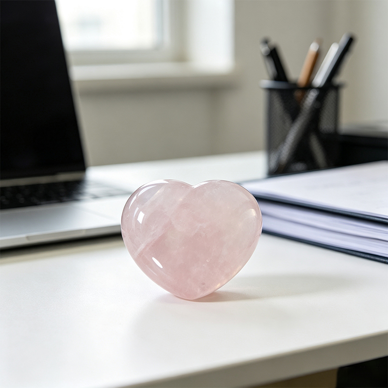 4‑Pack Natural Rose Quartz Heart‑Shaped Tumbled Stones, Polished Pink Crystal Heart Figurine Set, Mini Gemstone Palm Stone Decor Ornament, Collectible Gift for Crystal Lovers