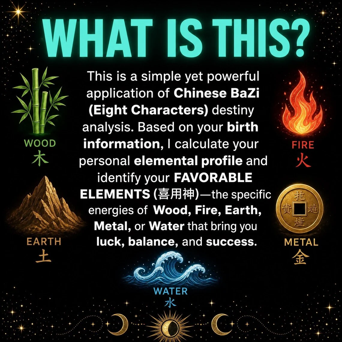 BaZi Reading | Personalized Four Pillars Destiny Analysis with Favorable Elements