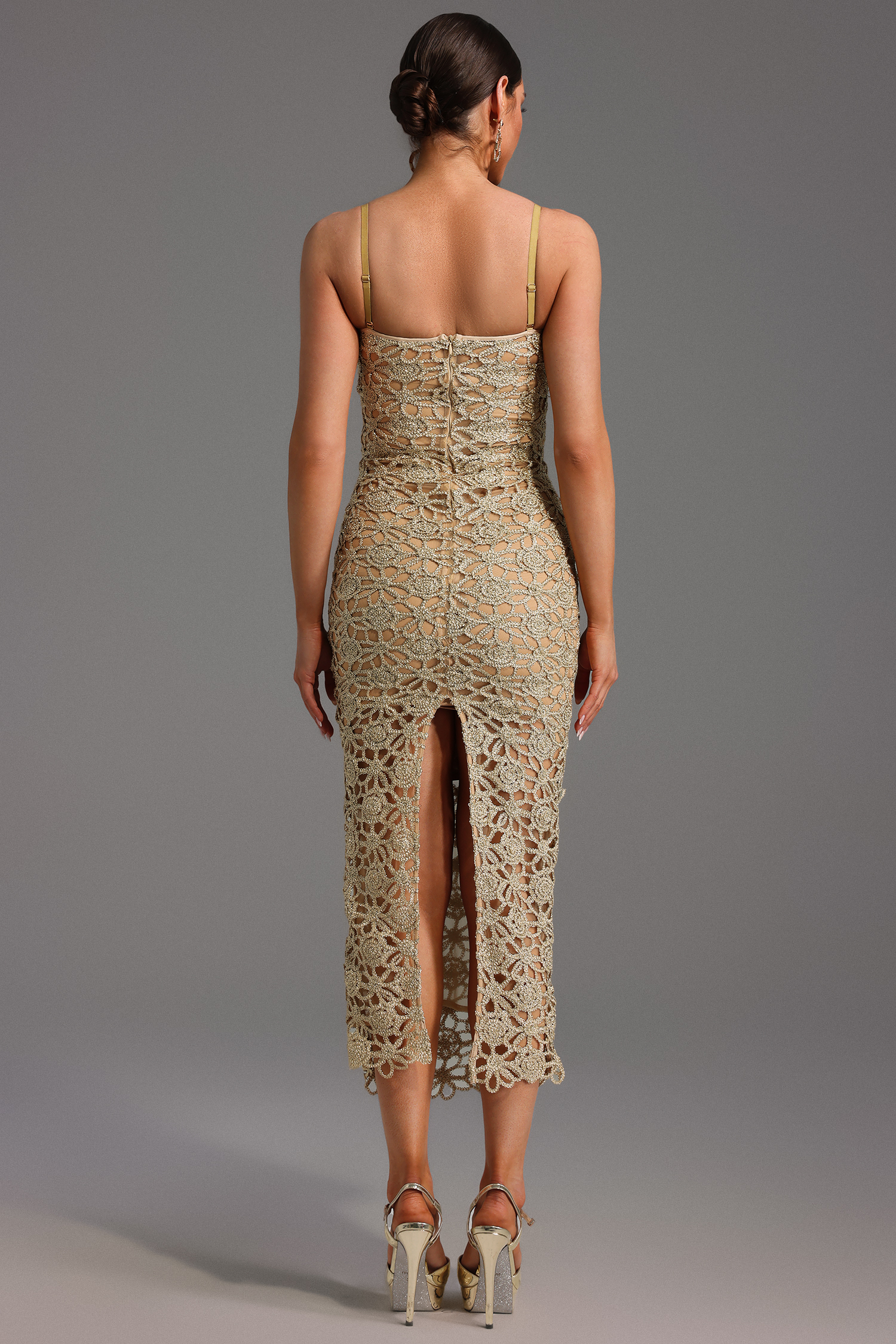 Lelia Sleeveless Hollow Out Slit Midi Dress