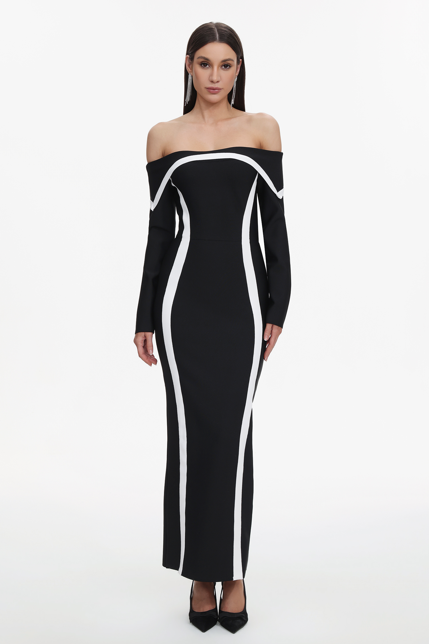 Hilda Off-the-Shoulder Long Sleeve Maxi Dress