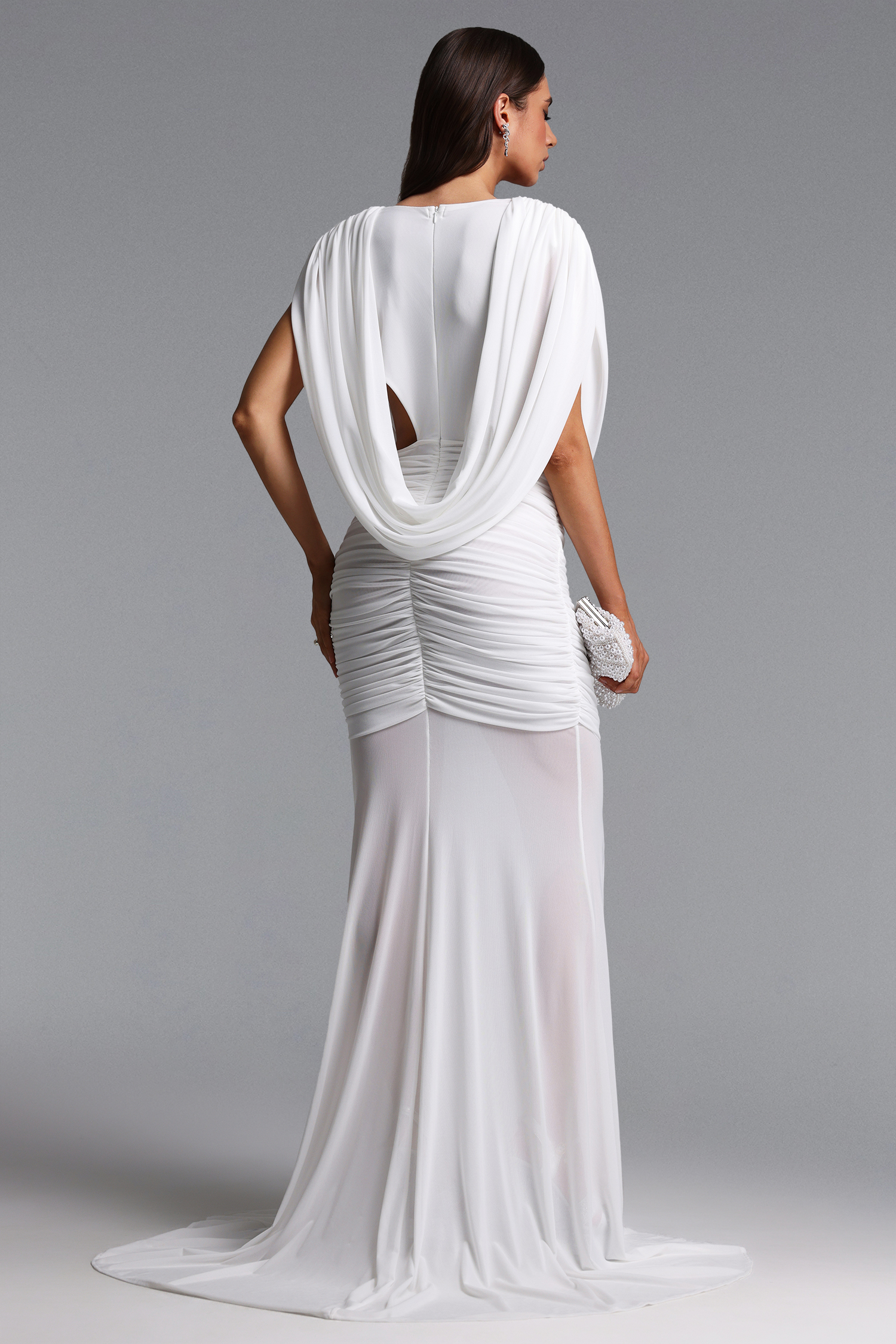 Glenda Chic Contour Ruched Drape Knit Maxi Dress