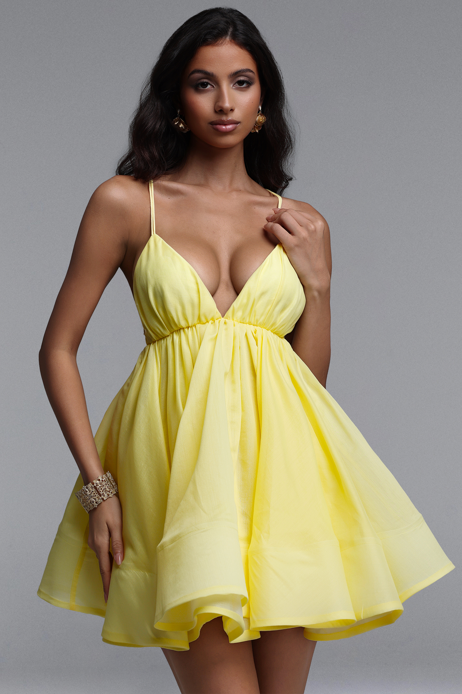 Darja Resort Flowy Sleeveless Organza Mini Dress