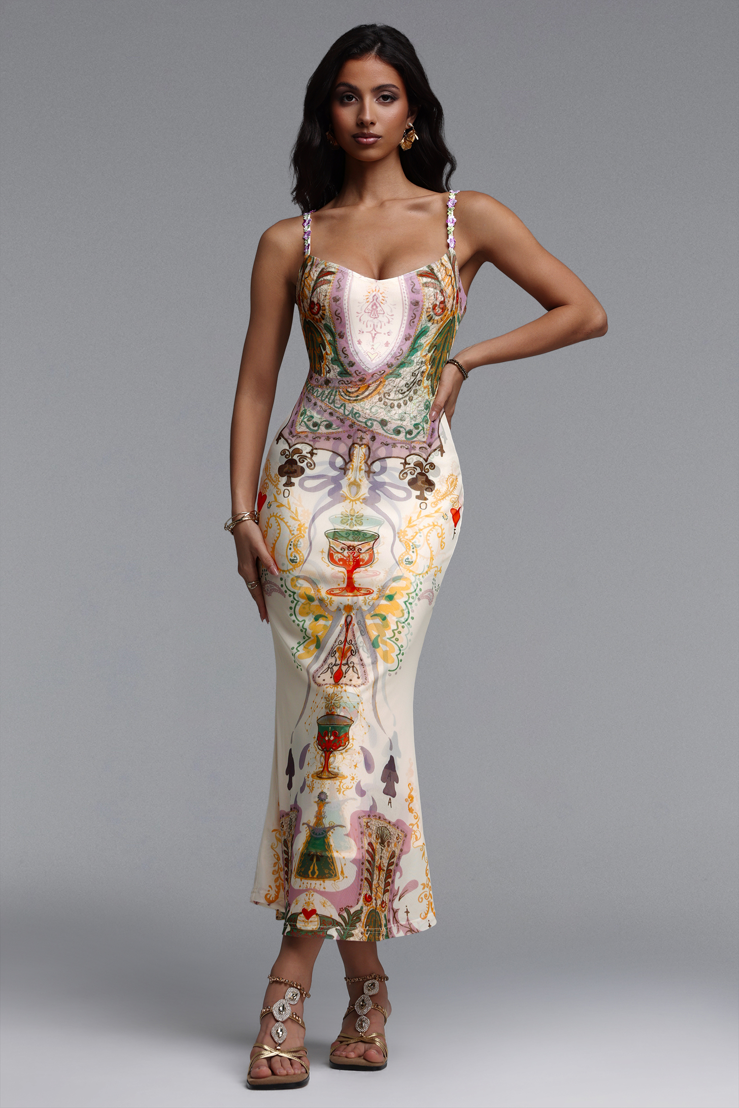 Xapana Resort Contour Sleeveless Mesh Maxi Dress
