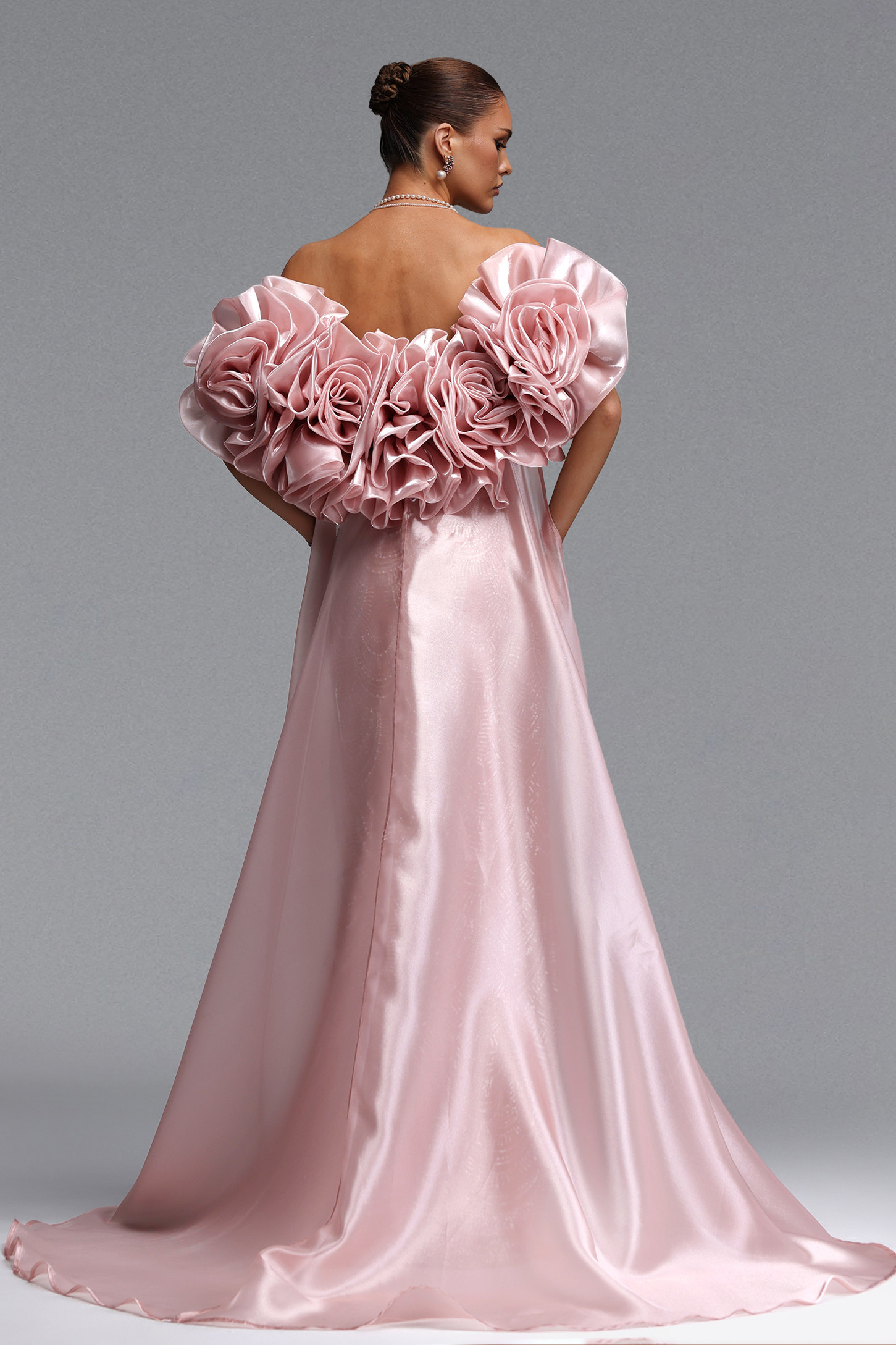 Nancy Romantic Contour Off Shoulder Embellished Maxi Dress