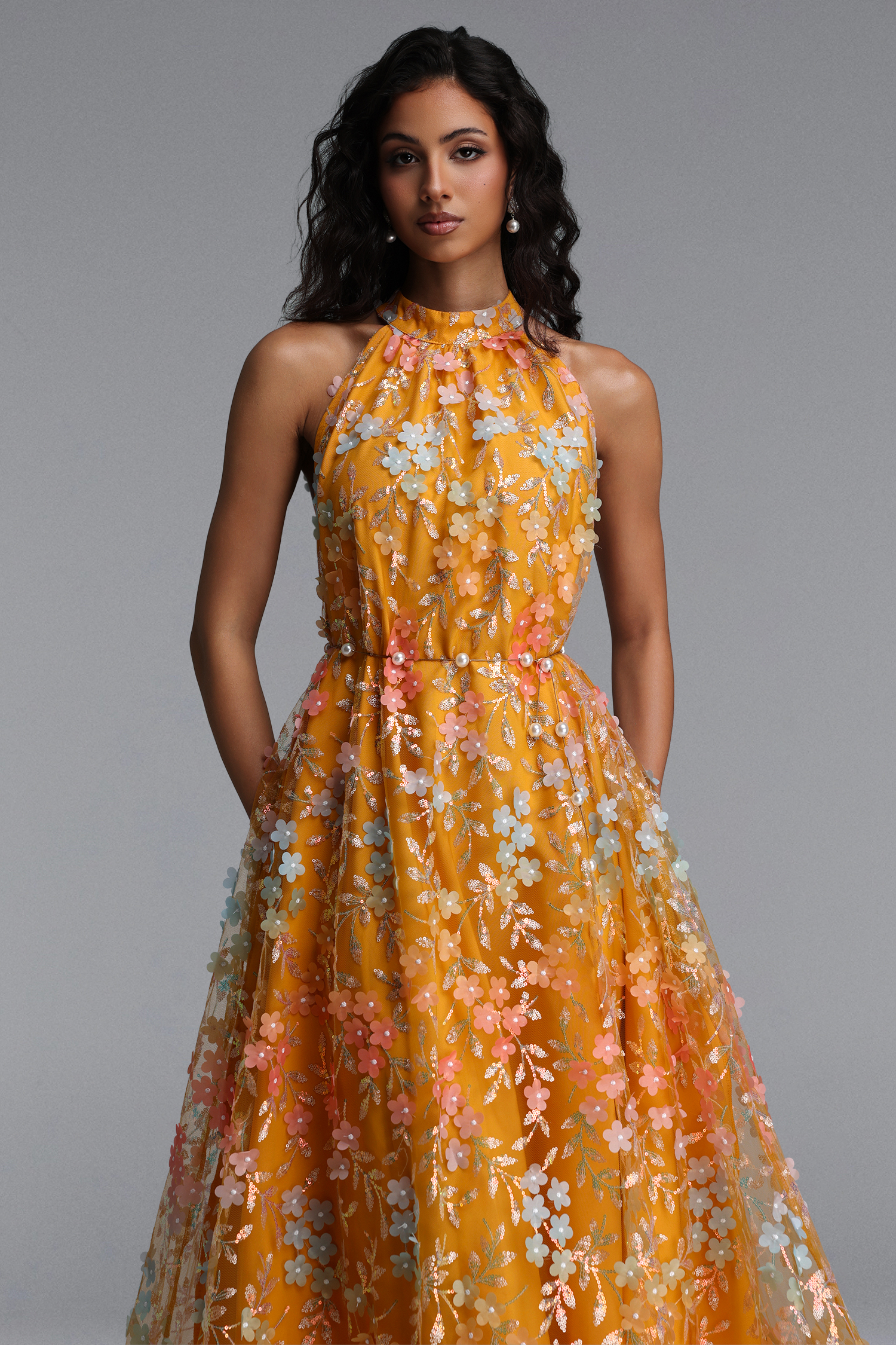 Vleah Resort Flowy Sleeveless Floral Woven Maxi Dress