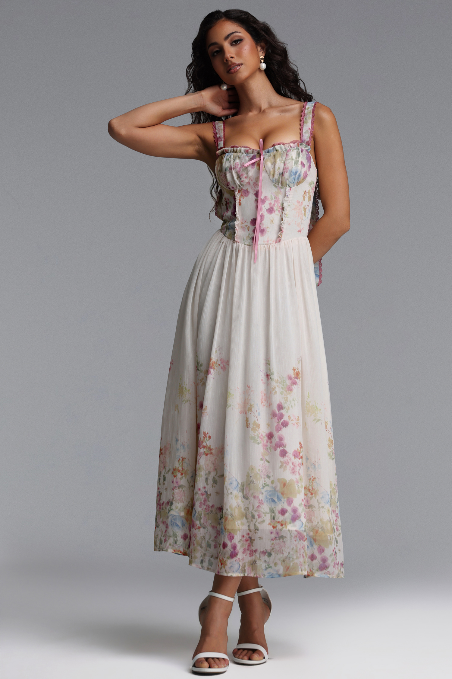 Lieve Resort Flowy Sleeveless Floral Print Woven Maxi Dress
