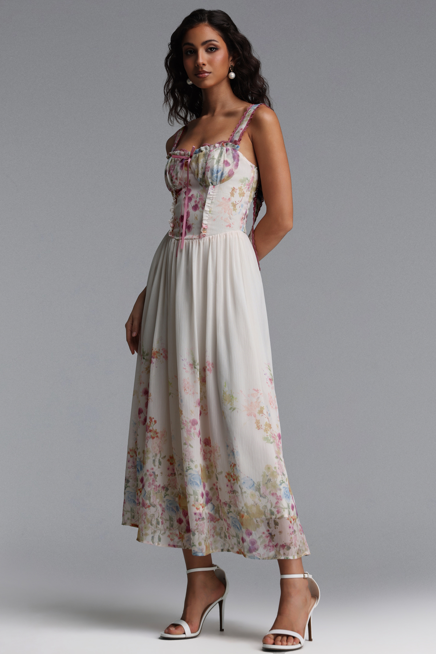 Lieve Resort Flowy Sleeveless Floral Print Woven Maxi Dress