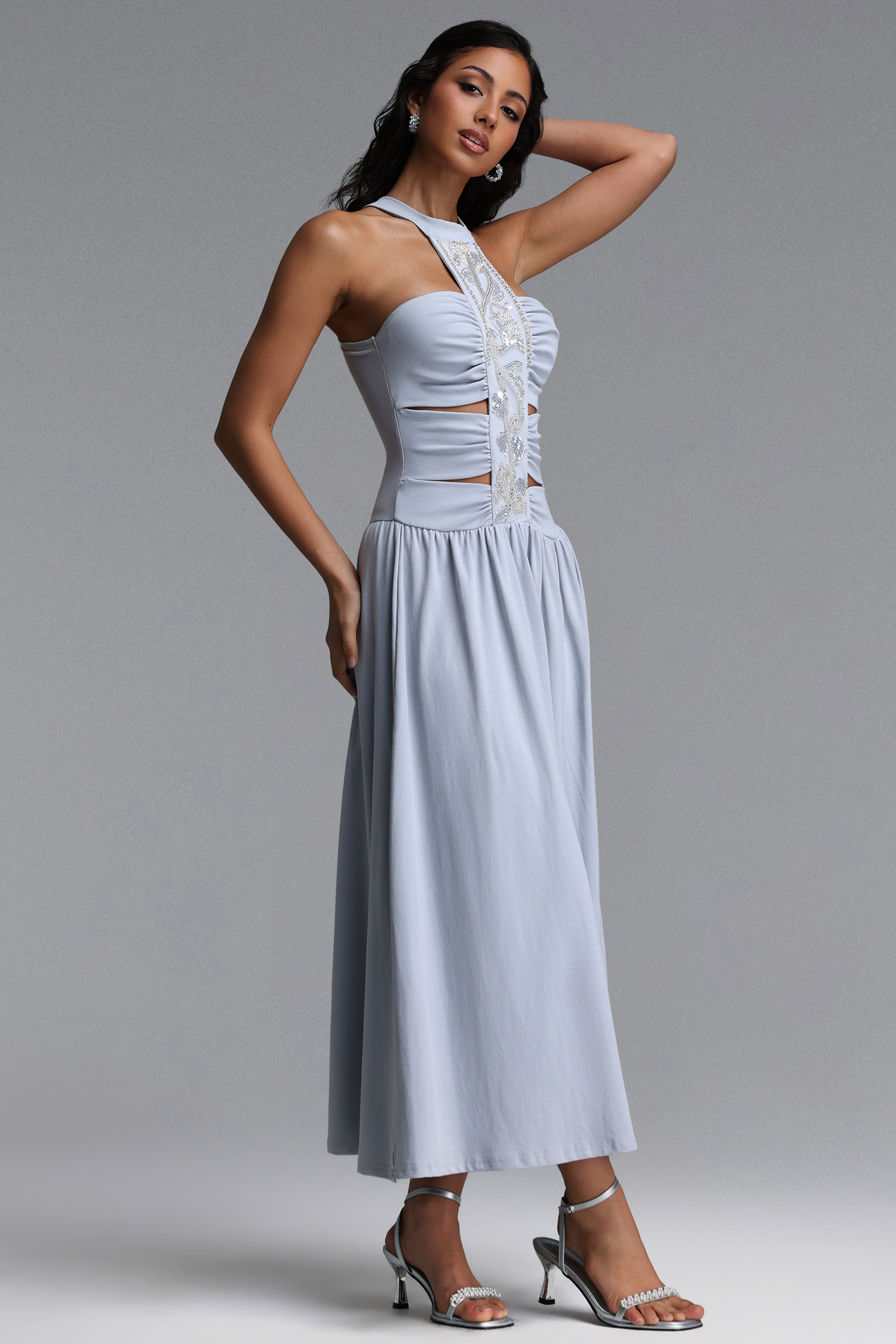 Irana Chic Contour Sleeveless Cut Out Knit Maxi Dress