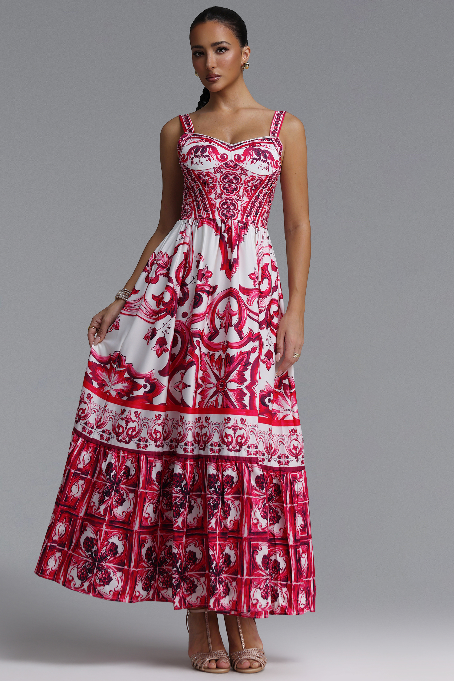 Sparkly Halter Printed Maxi Dress