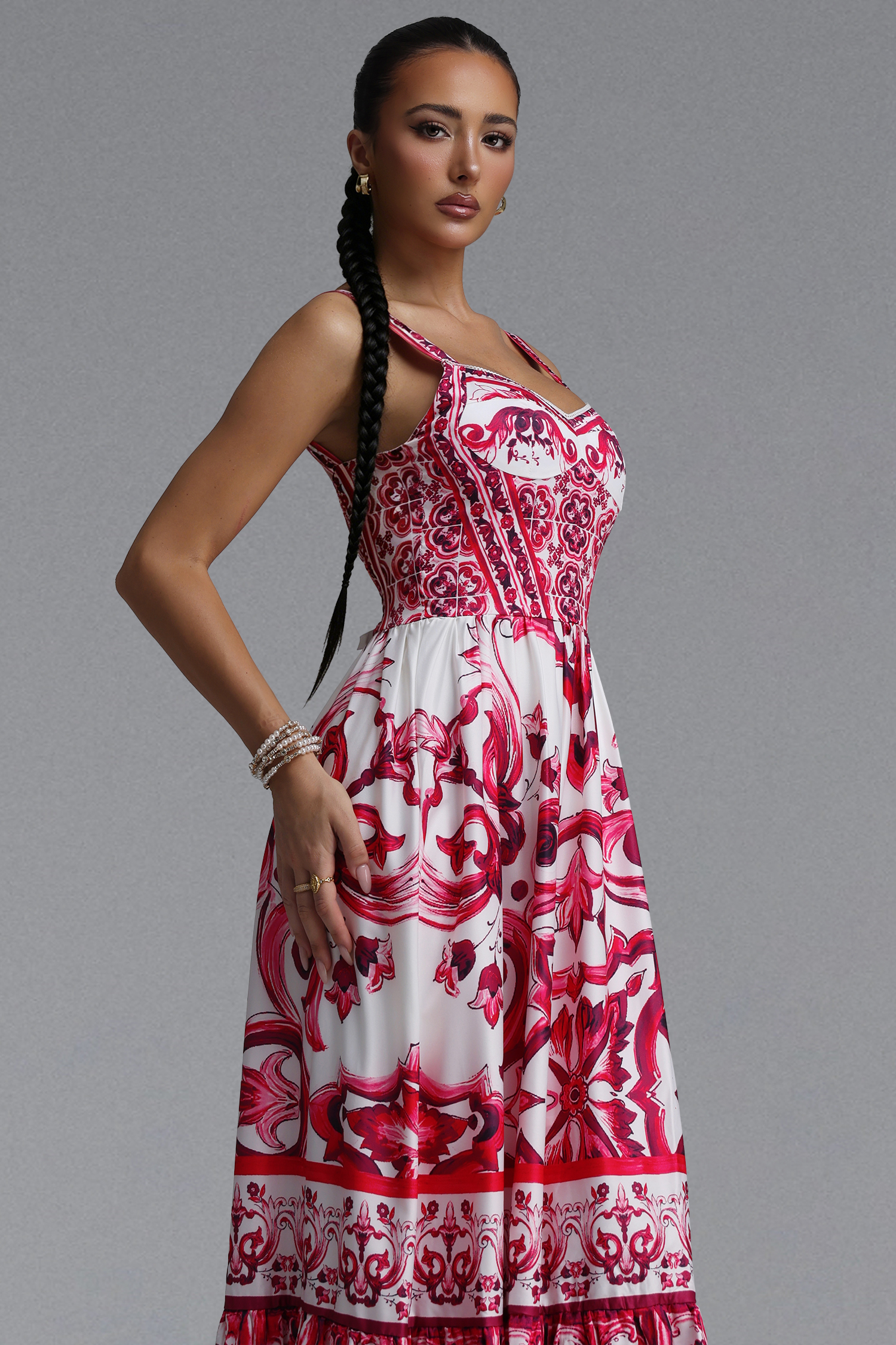 Sparkly Halter Printed Maxi Dress