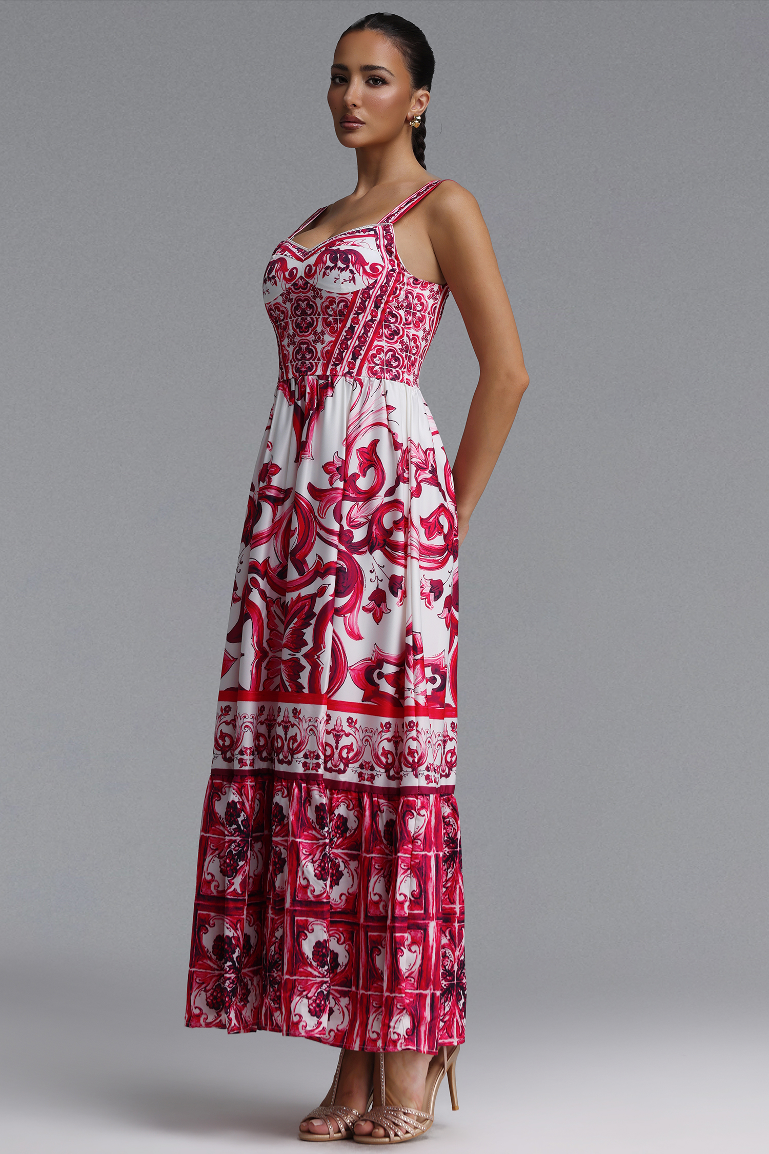Sparkly Halter Printed Maxi Dress