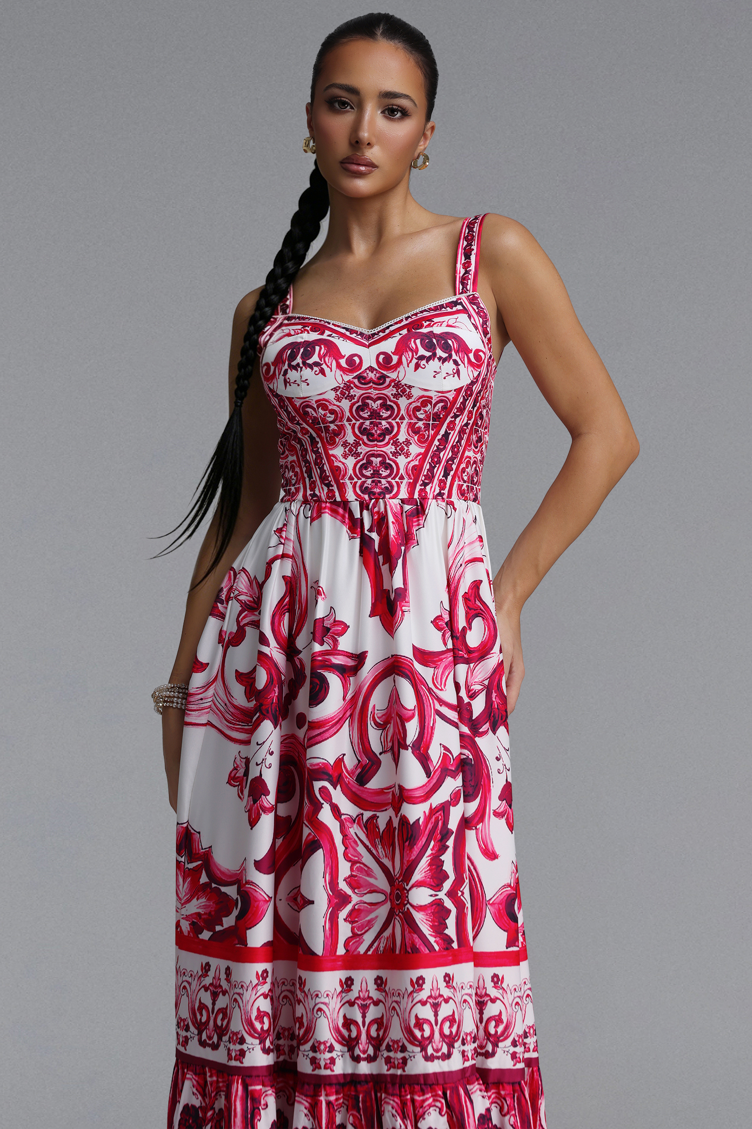 Sparkly Halter Printed Maxi Dress