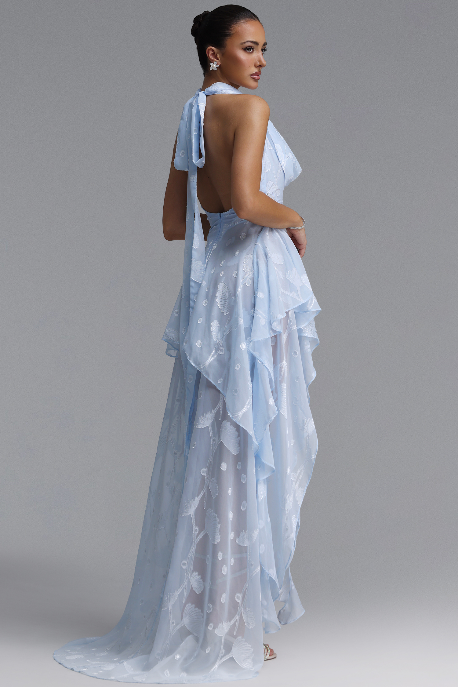 Vali Resort Flowy Sleeveless Ruffle Woven Blue Maxi Dress