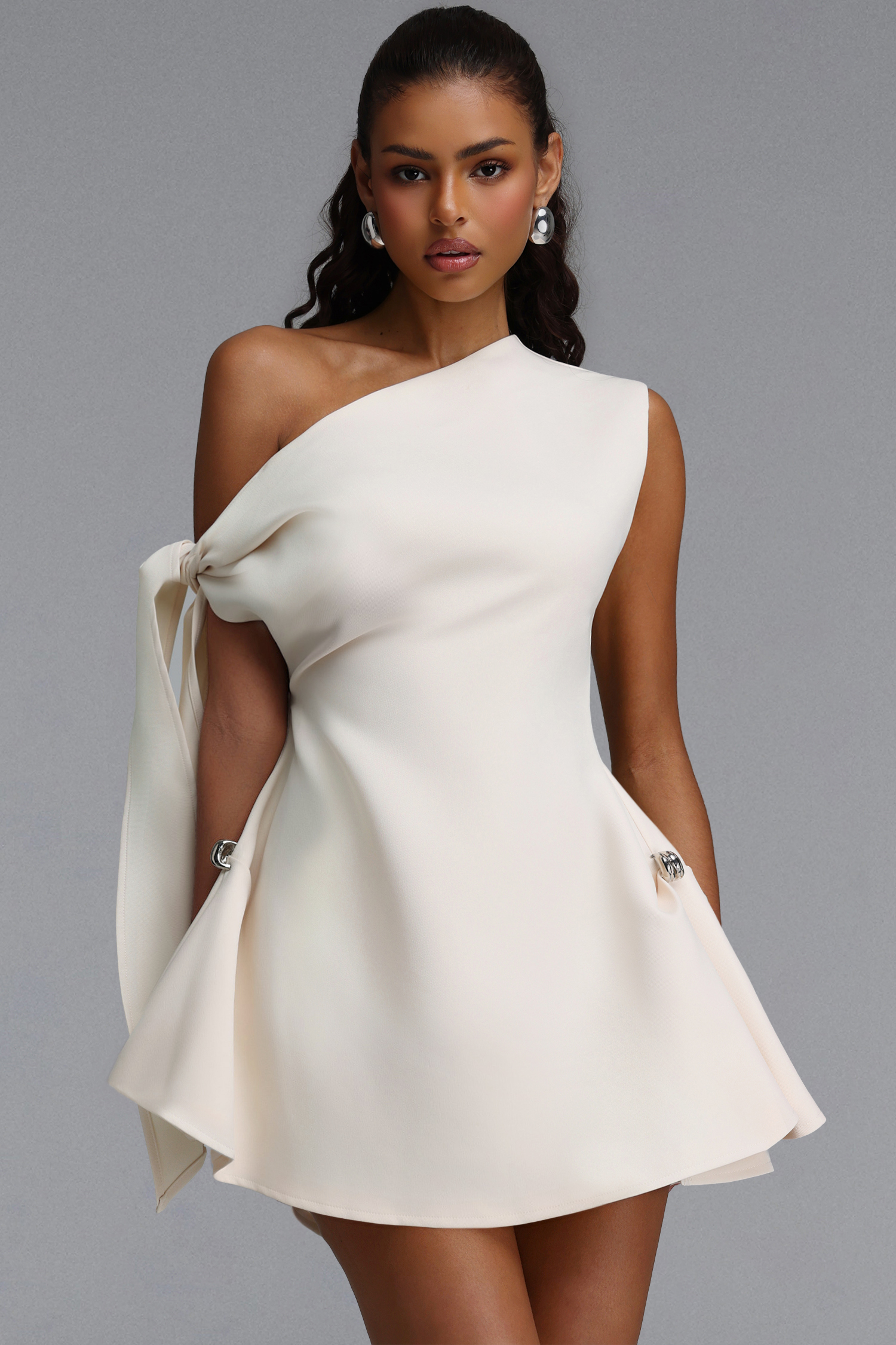 Denali Chic Tailored One Shoulder  Asymmetric Woven Mini Dress