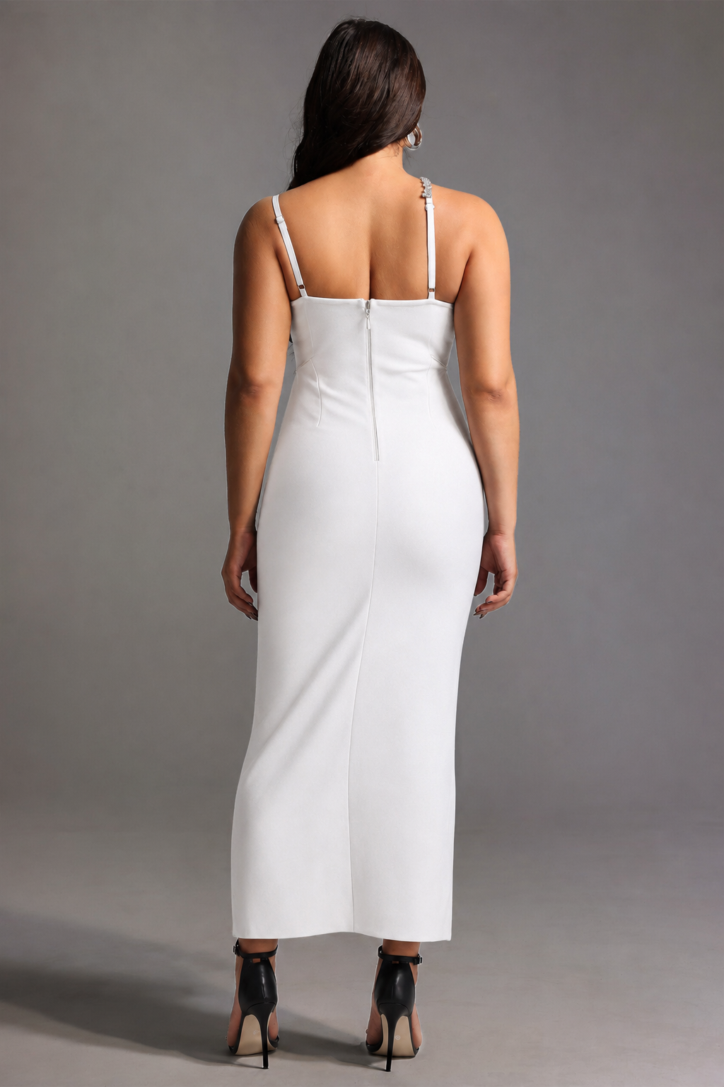 Veronic Glamorous Contour Halter Cut Out Rhinestone Floral Bandage Maxi Dress