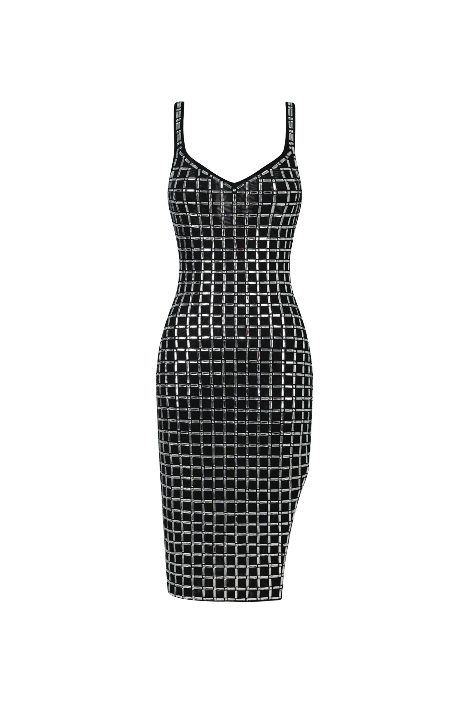 Sabriya V-Neck Sleeveless Halter Diamond Midi Dress
