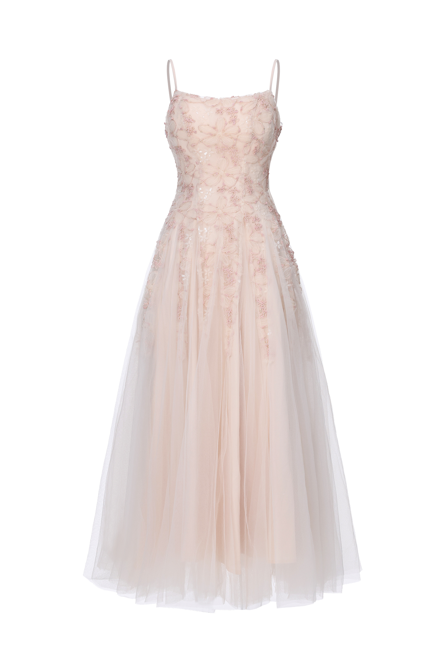 Kamo Romantic Flowy Sleeveless Floral Tulle Maxi Dress