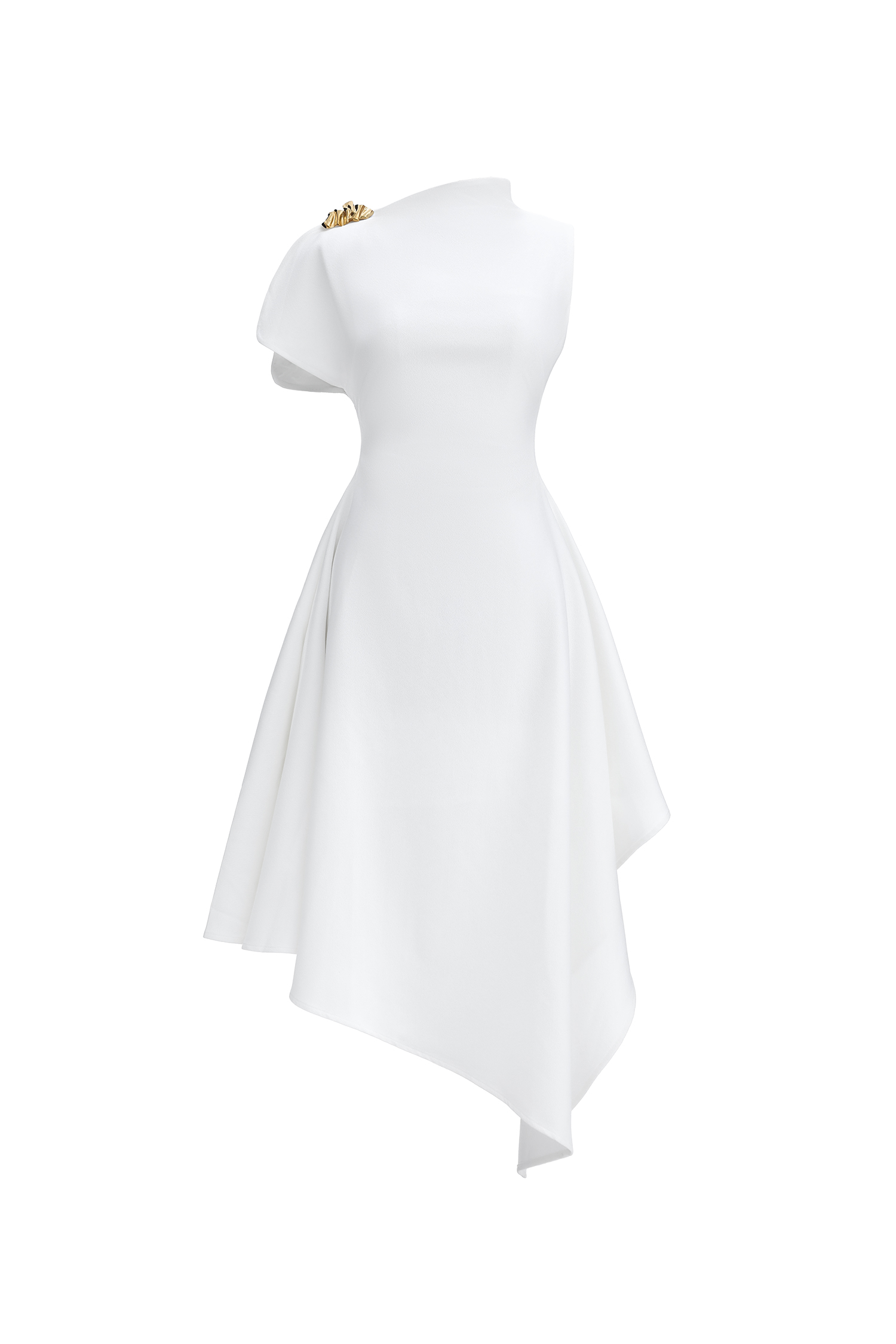 Weren Elegant Contour High Neck Asymmetric Maxi Dress