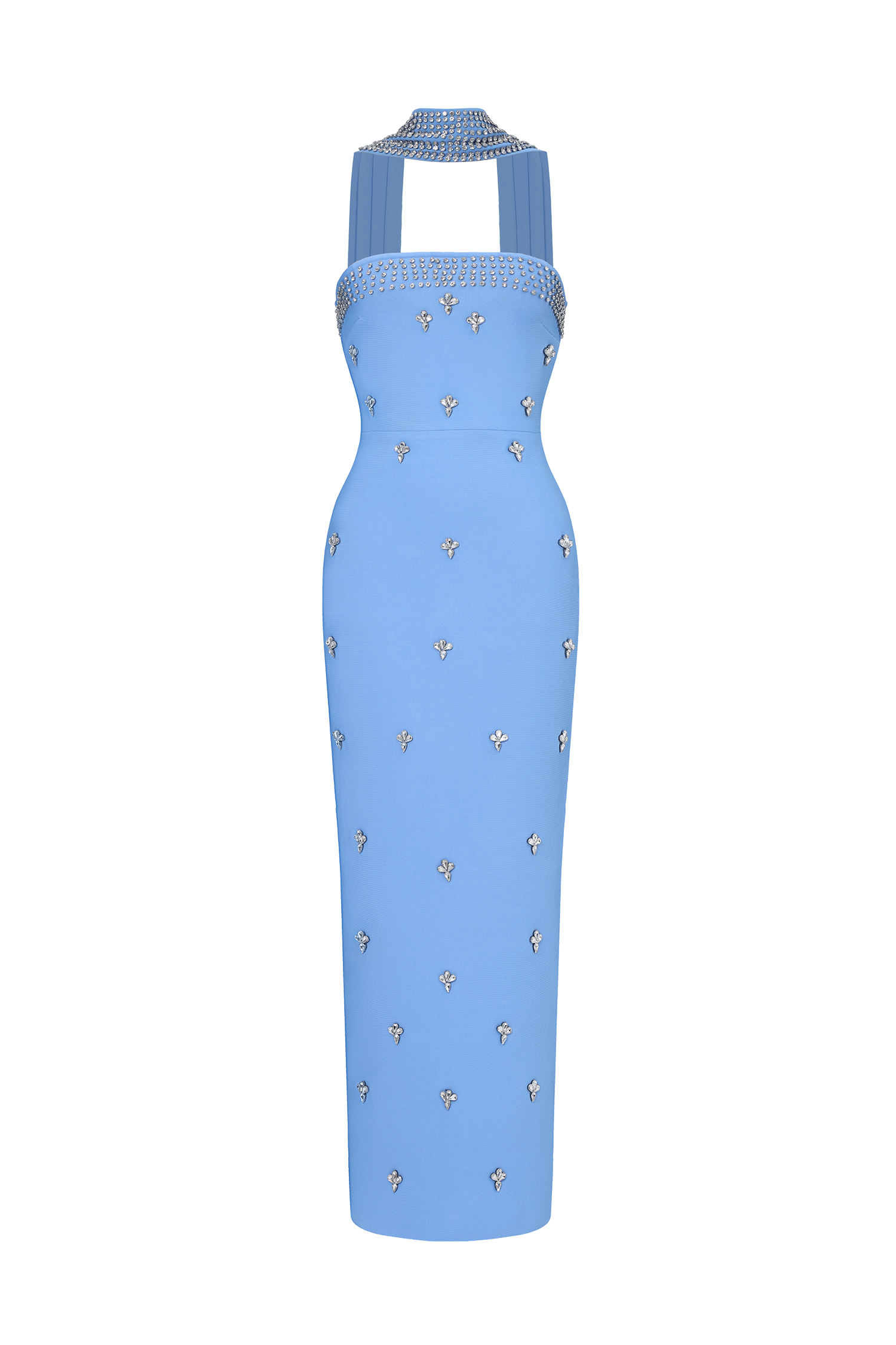 Marina Glamorous Contour Strapless Rhinestone Bandage Maxi Dress