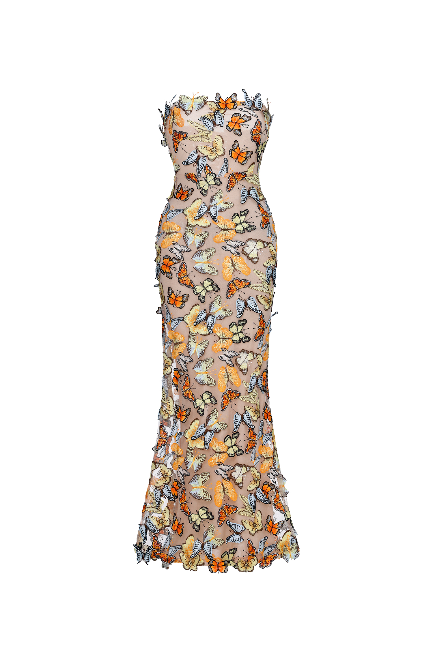 Karina Elegant Contour Strapless Butterfly Maxi Dress