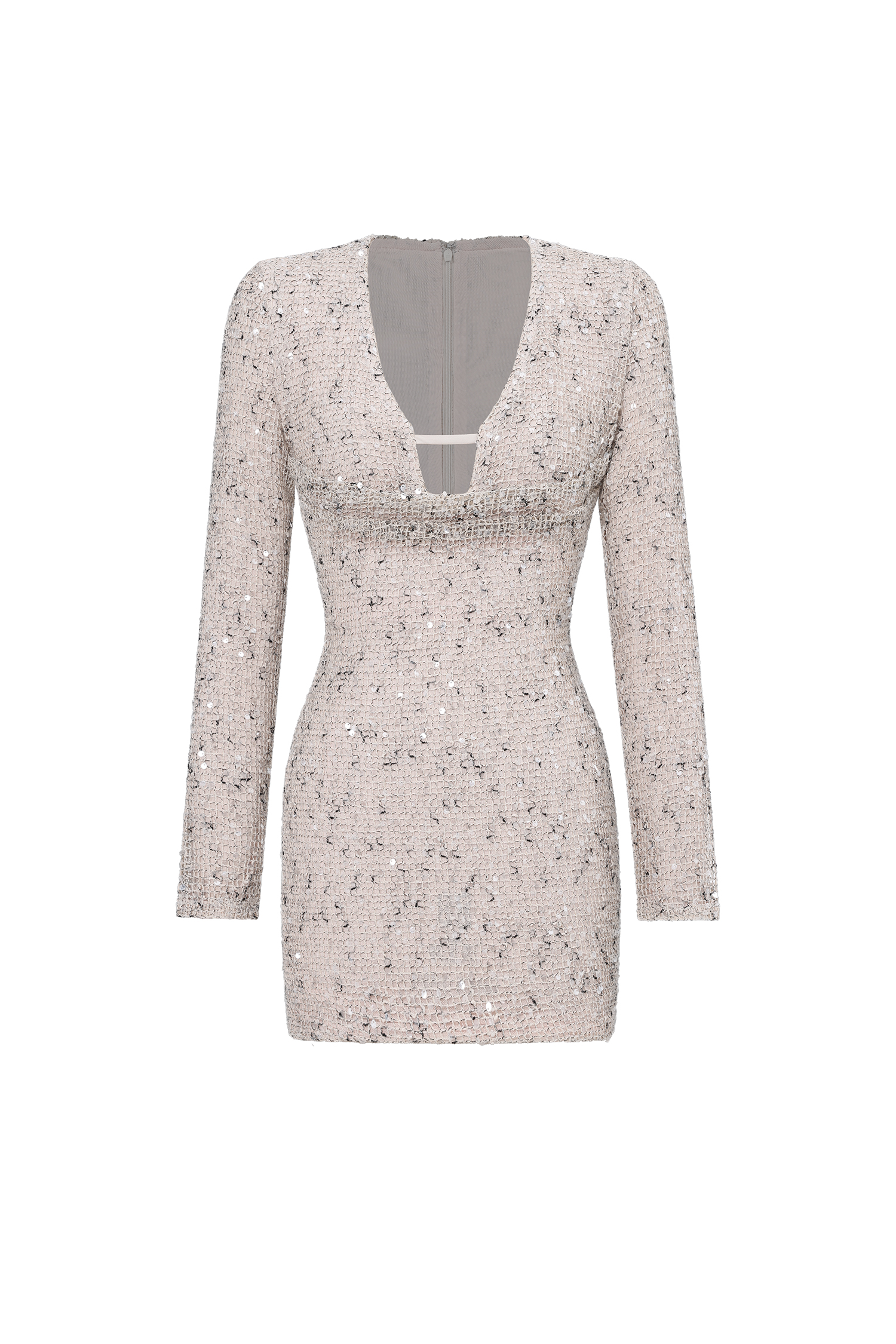 Manik Chic Contour Long Sleeve Cut Out Sequin Mini Dress