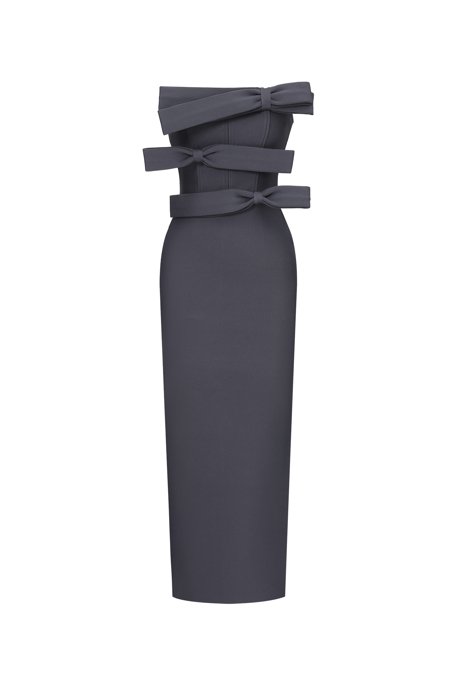 Yalia Chic Contour Strapless Bow Bandage Maxi Dress