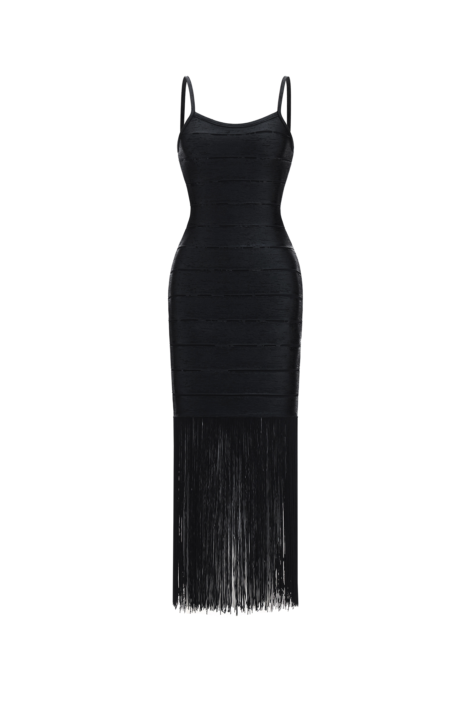 Demere Chic Contour Fringe Bandage Maxi Dress