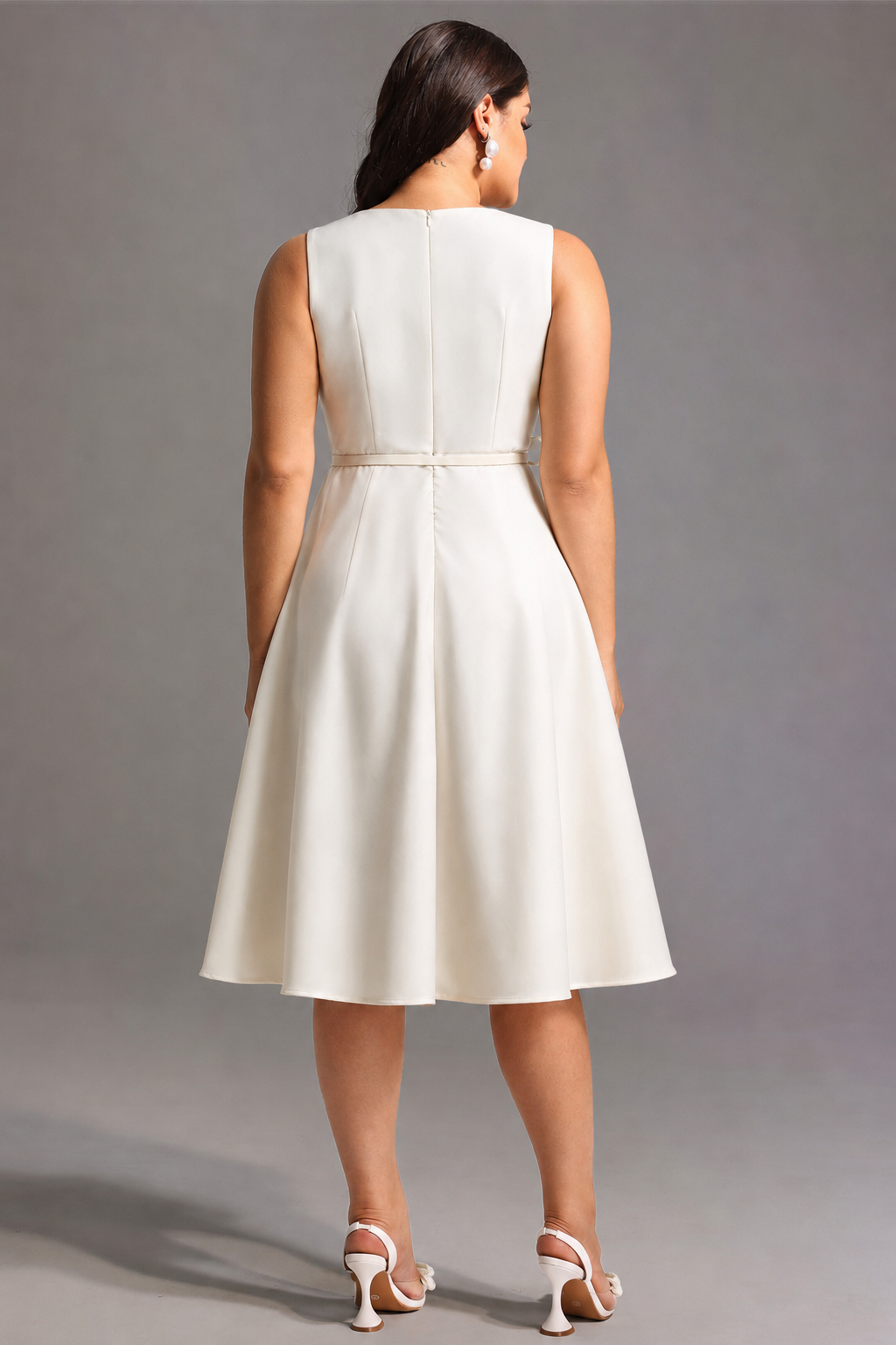 Fallon Elegant Tailored Sleeveless Bow Detailed Woven Maxi Dress