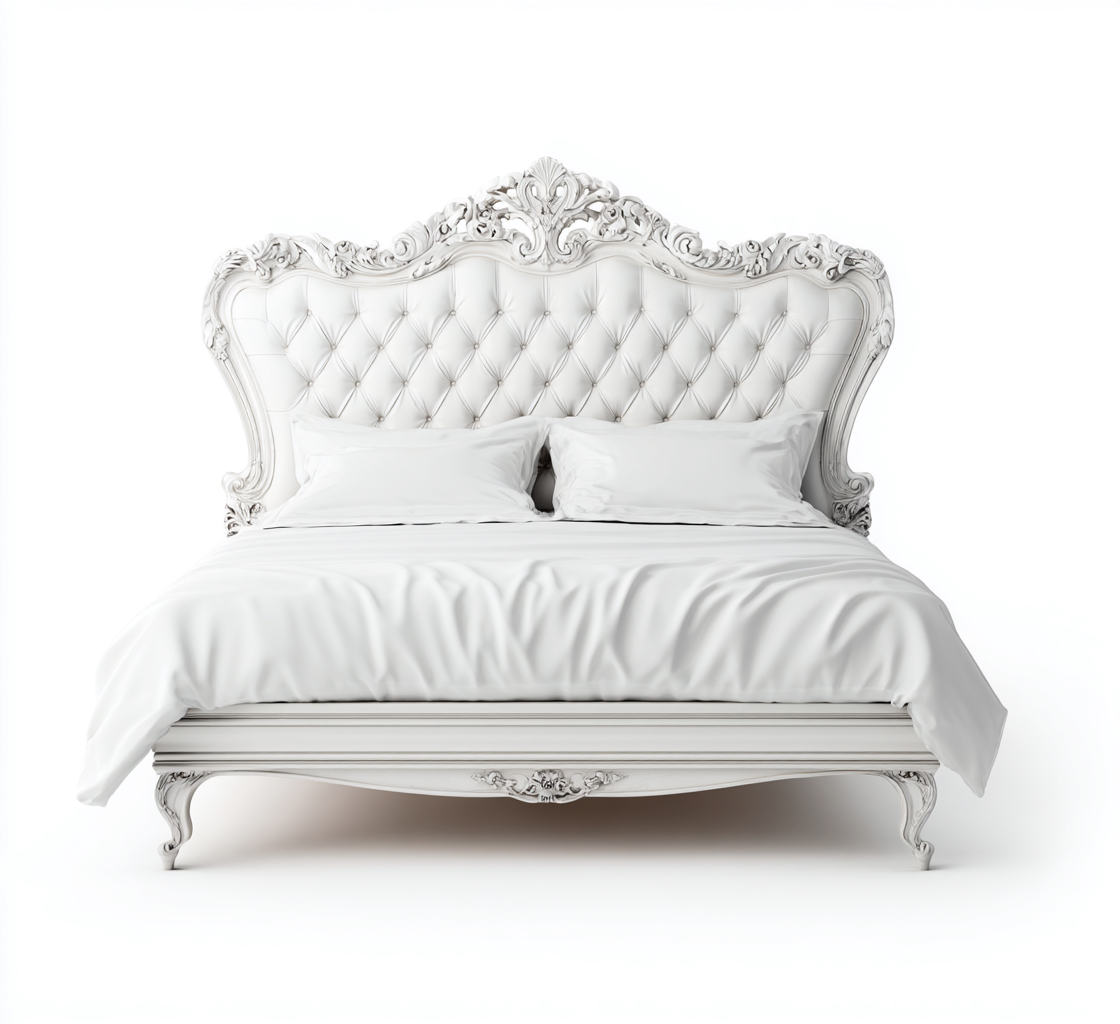 Cama matrimonial de madera tapizada 200x180x142 cm - blanco - diseño clásico - apta para dormitorio-Zamiiacorner