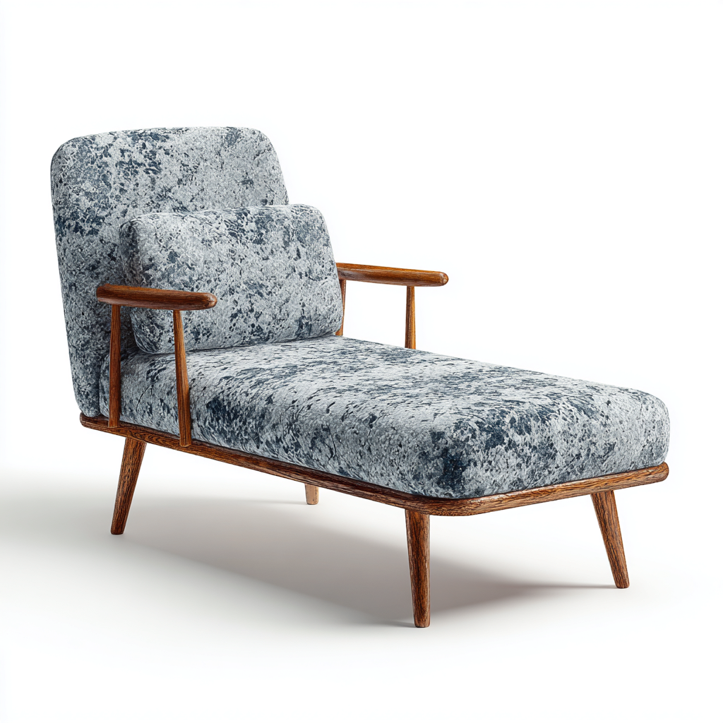 Chaise longue  tela 174x74x89 cm - gris - azul - diseño moderno para salon-Zamiiacorner