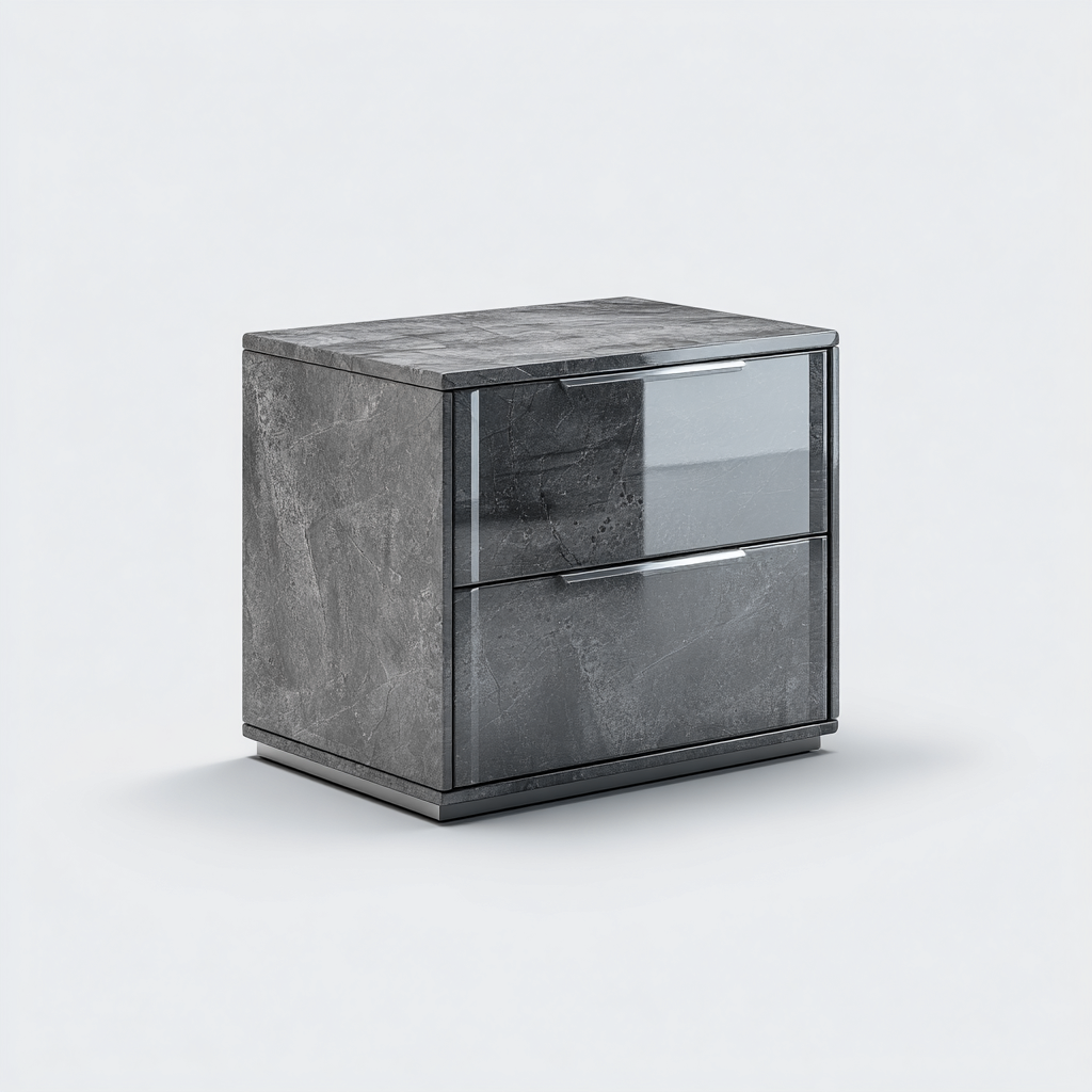 Mesita de noche de material sintético 50x40x51 cm - gris - apta para dormitorio - diseño moderno-Zamiiacorner