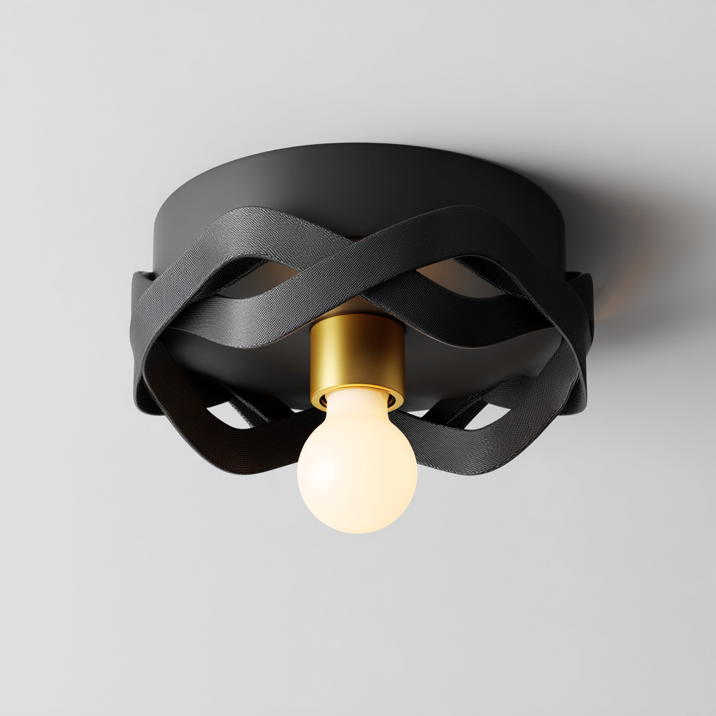 Lámpara de techo metal 25x25x15 cm - negro - dorado - para interior - diseño moderno-Zamiiacorner