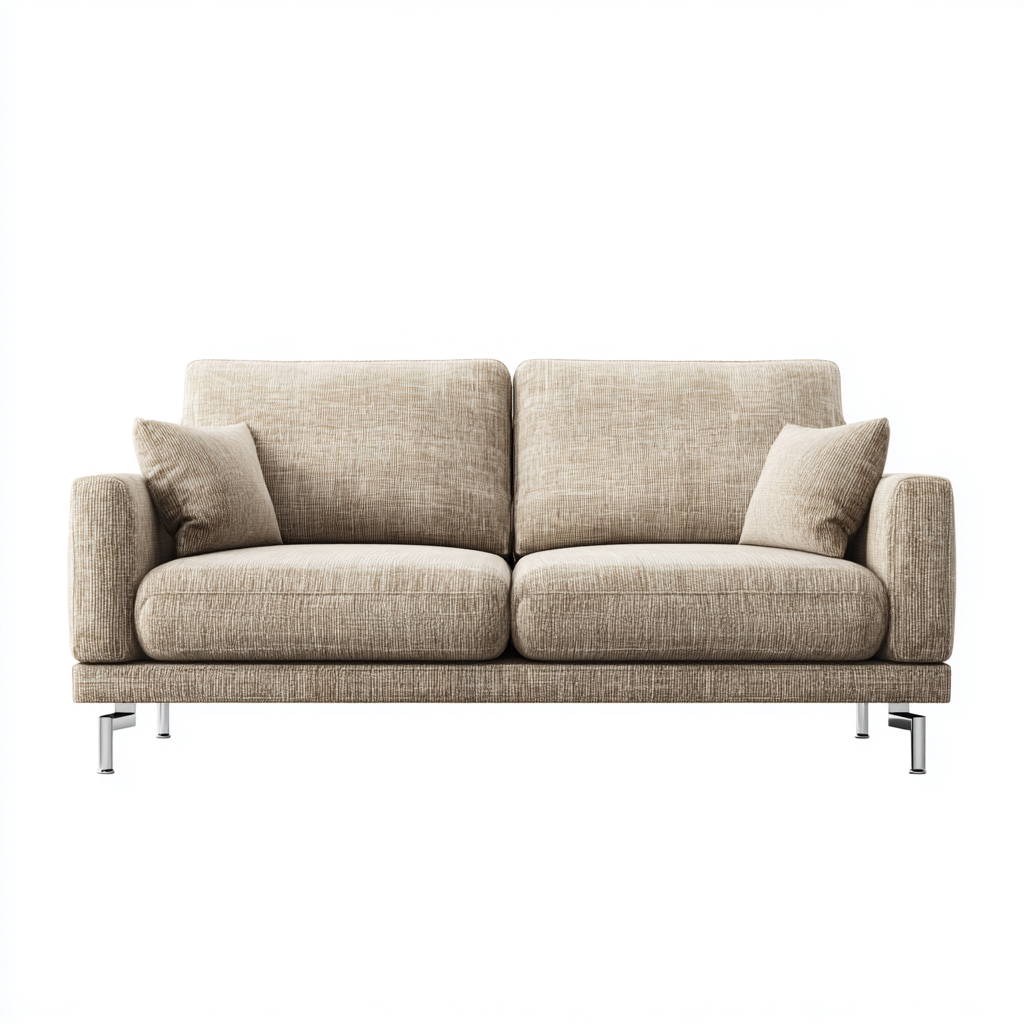 Sofá lineal de tela 170x90x88 cm - beige - diseño moderno apto para salón-Zamiiacorner