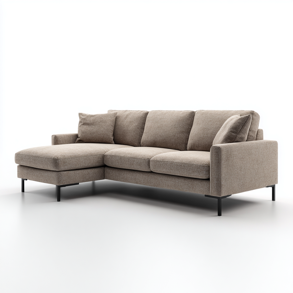 Sofá rinconero tela 260x160x85 cm beige para salón diseño moderno-Zamiiacorner
