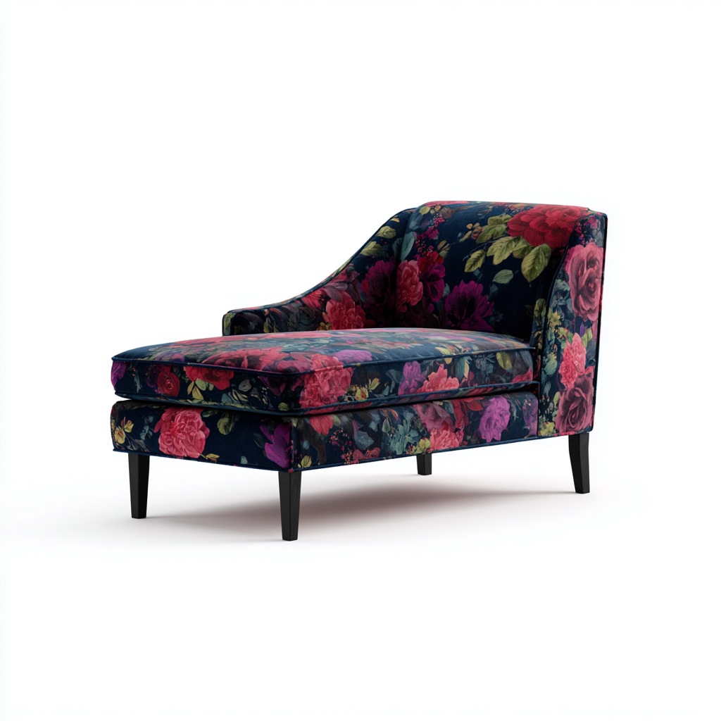 Chaise longue  Tela estampada 160x70x85 cm - floral - adecuada para salón - diseño clásico-Zamiiacorner
