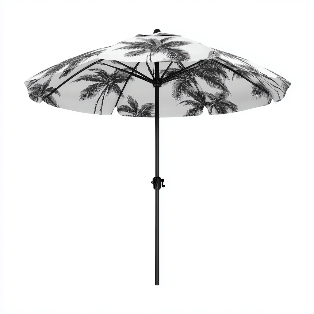 Sombrilla de jardín tejido 200x200x230 cm blanco estampado palmeras apto para exterior diseño moderno-Zamiiacorner