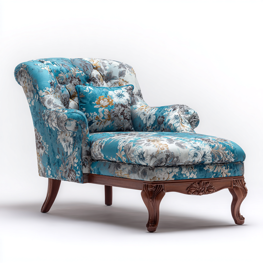 Chaise longue  Tela estampada 160x70x85 cm - floral - adecuada para salón - diseño clásico-Zamiiacorner