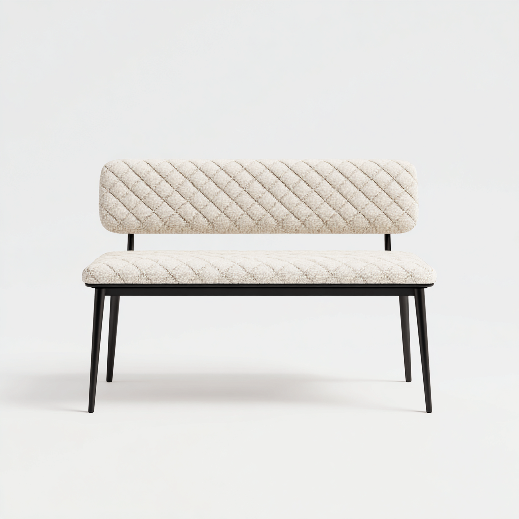 Banco de dormitorio tapizado 108x45x78 cm - beige - negro - diseño moderno con respaldo - apta para dormitorio-Zamiiacorner