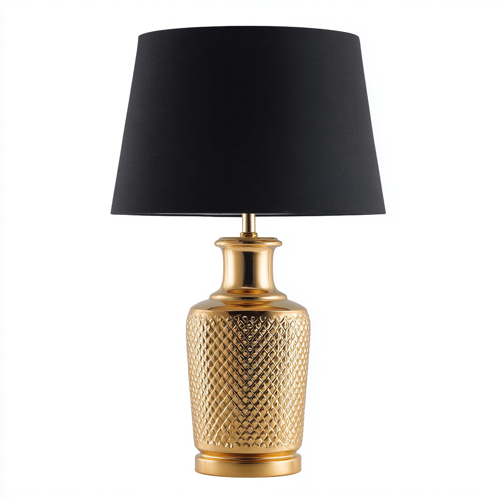 Lámpara de mesa metal 58x30 cm negro - dorado apta para salón estilo moderno-Zamiiacorner