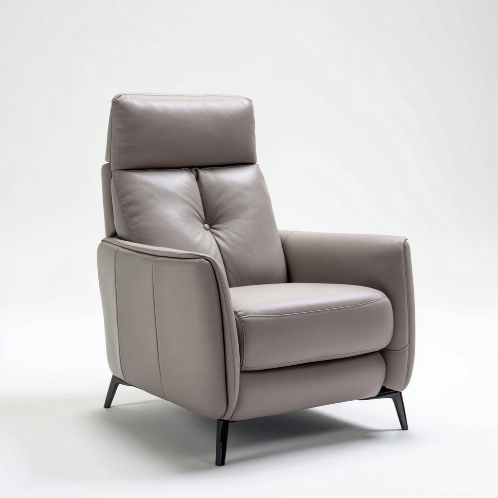 Sillón reclinable piel sintética 98x88x107 cm - gris claro - diseño moderno apto para salón-Zamiiacorner