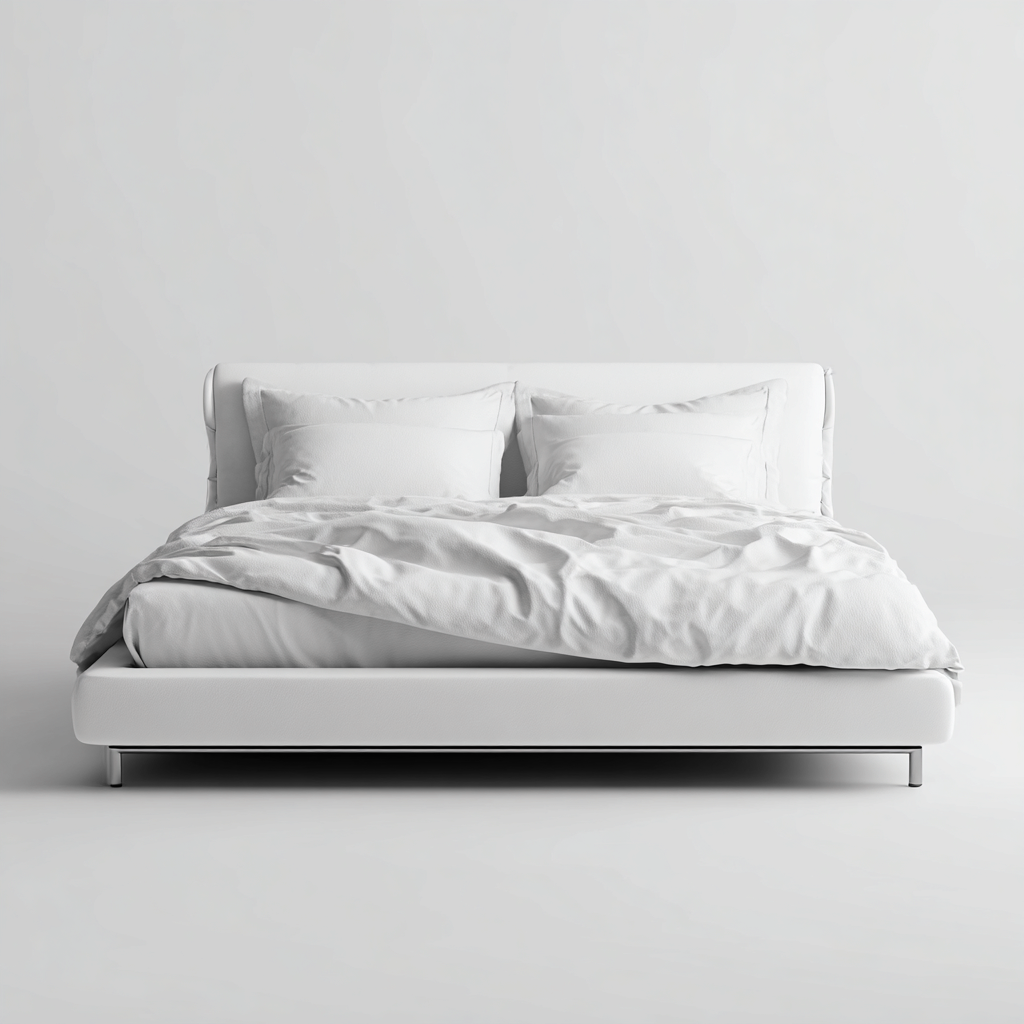 Cama matrimonial tapizada en piel auténtica 200x180x98 cm - blanco - diseño moderno - apta para dormitorio-Zamiiacorner