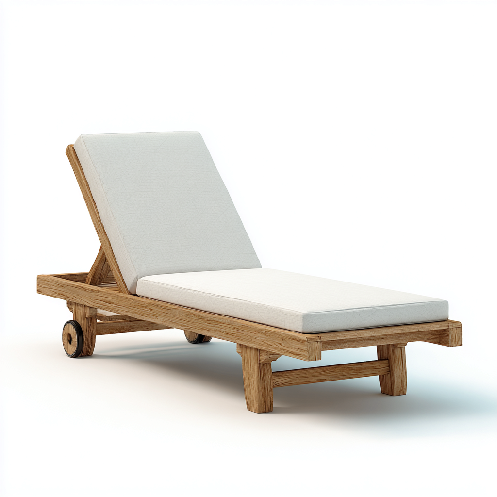 Tumbona de jardín madera de teca 200x70x35 cm blanco uso exterior con ruedas - diseño moderno-Zamiiacorner