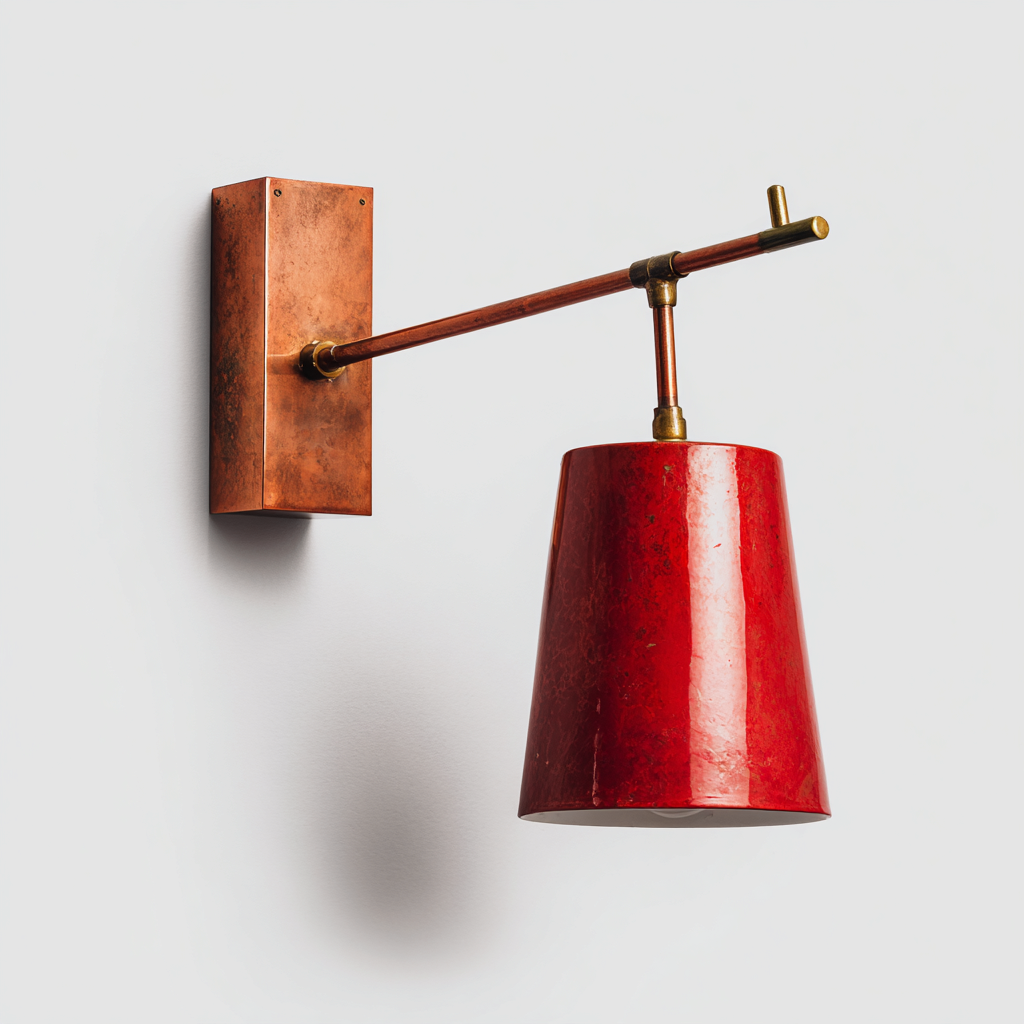 Aplique de pared metal 23x17x31 cm - cobre - rojo - para interior - estilo industrial-Zamiiacorner