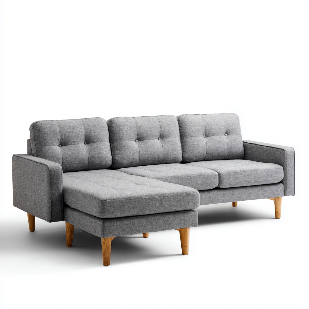 Sofá rinconero tela 250x155x86 cm gris para salón diseño moderno-Zamiiacorner