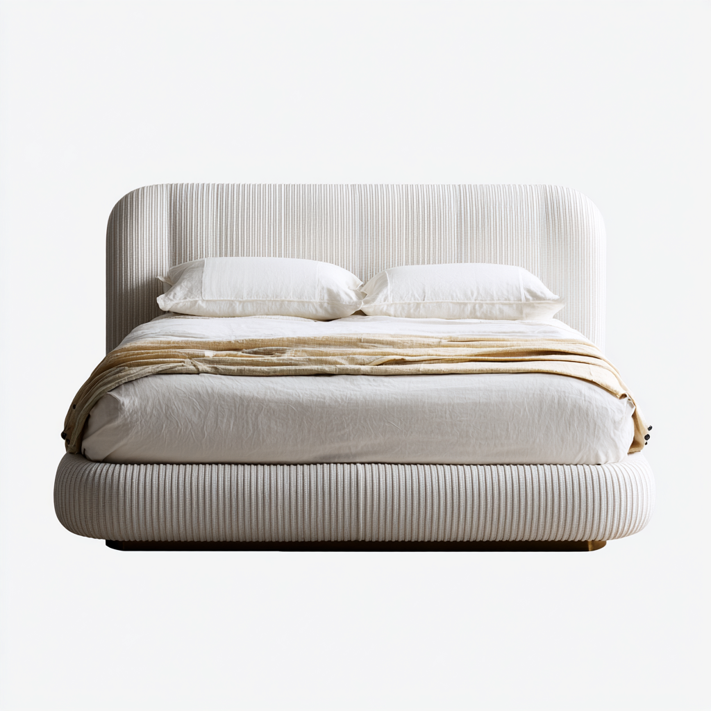 Cama matrimonial tapizada 200x180x115 cm - beige - estilo moderno para dormitorio-Zamiiacorner
