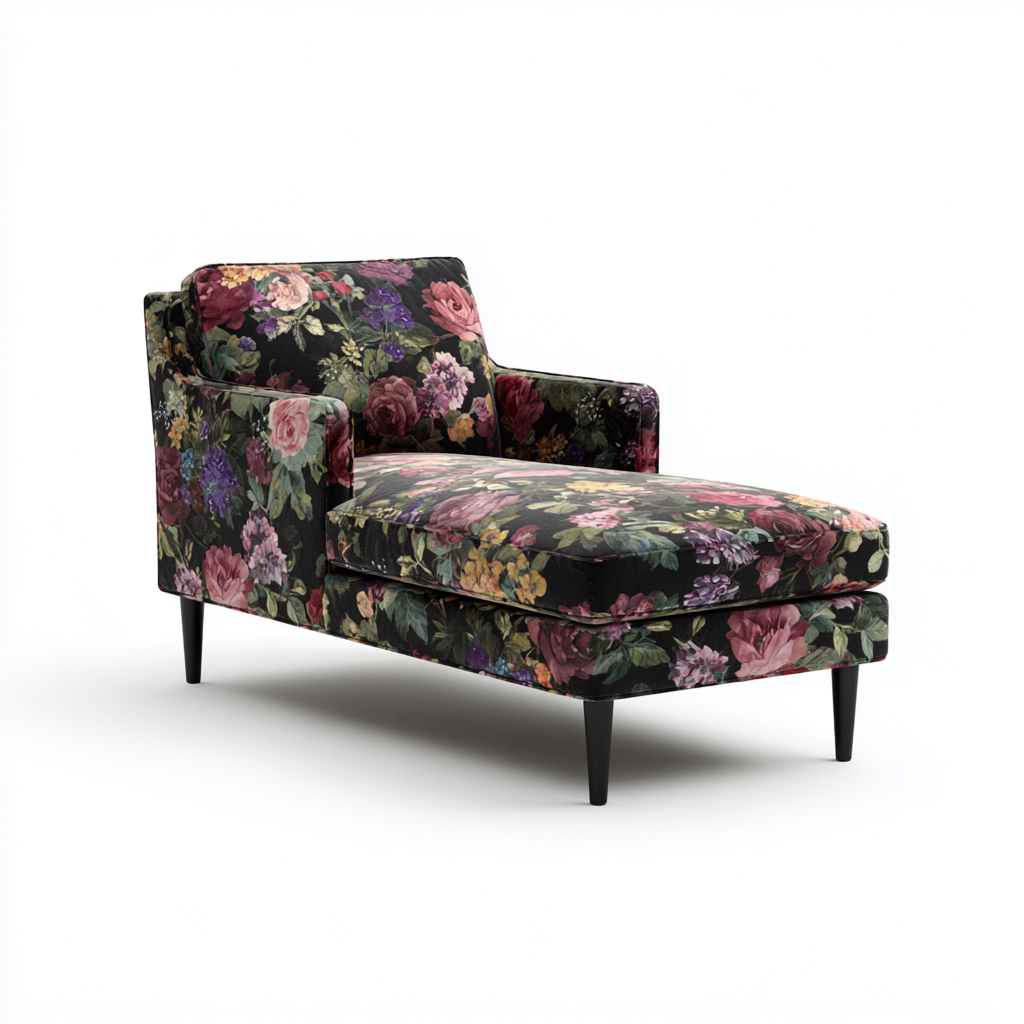 Chaise longue  Tela estampada 160x70x85 cm - floral - adecuada para salón - diseño clásico-Zamiiacorner