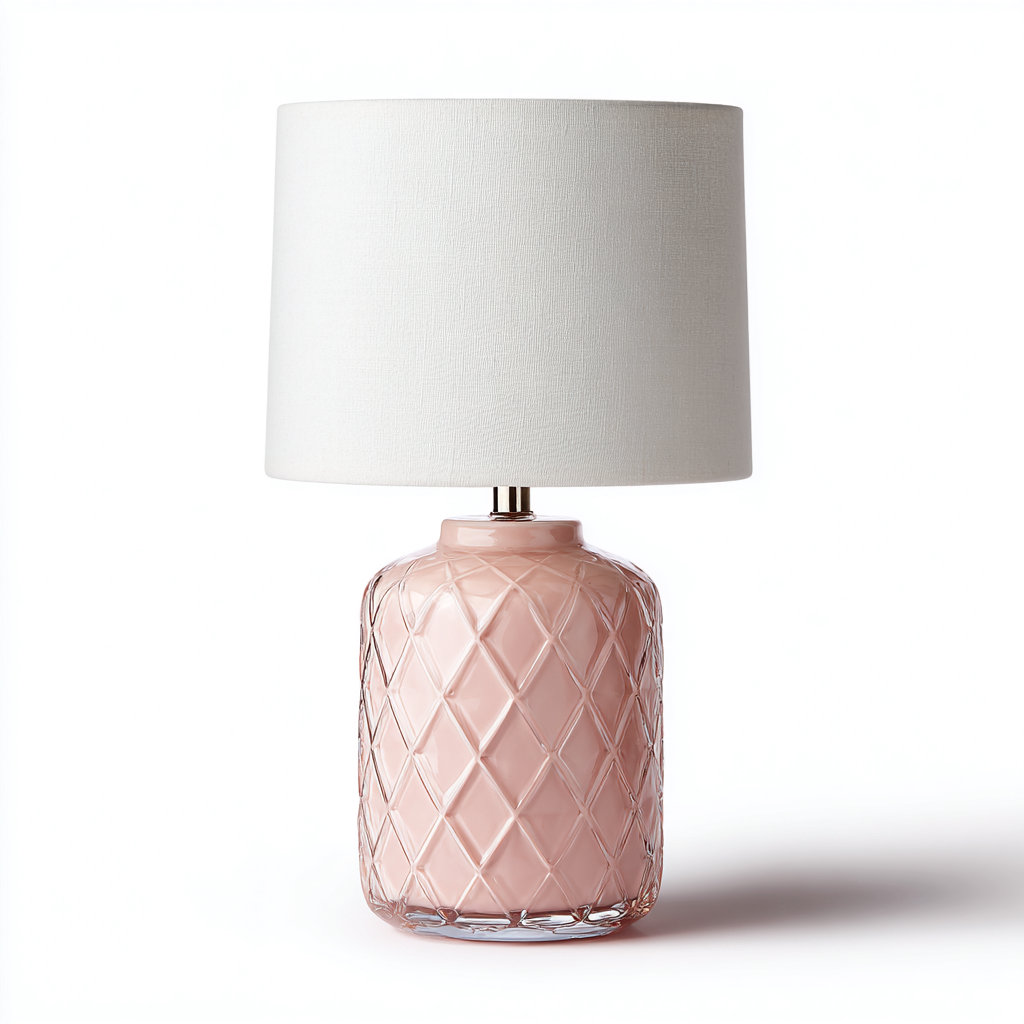 Lámpara de mesa vidrio 54x29 cm rosa apta para salón estilo moderno-Zamiiacorner